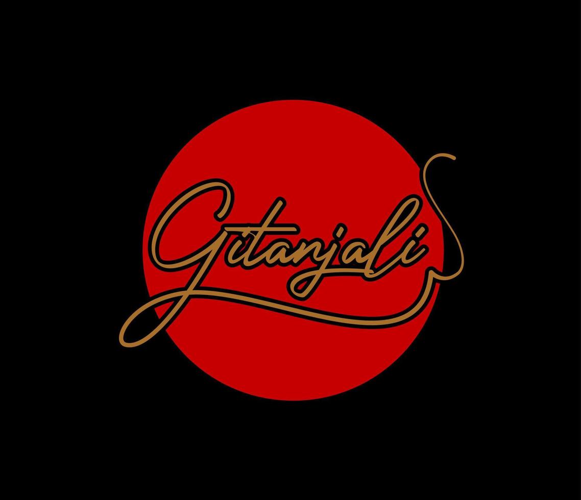 gitanjali nome lettering vettore. gitanjali scritto su rosso punto. vettore