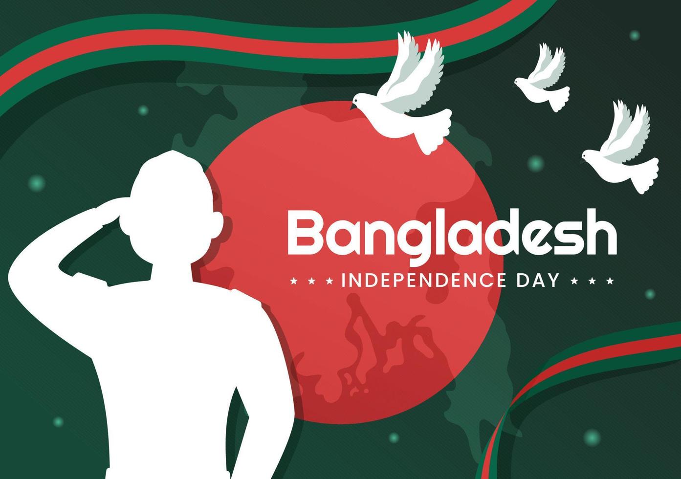 contento indipendenza giorno di bangladesh su marzo 26th illustrazione con agitando bandiera e vittoria vacanza nel piatto mano disegnato per atterraggio pagina modelli vettore