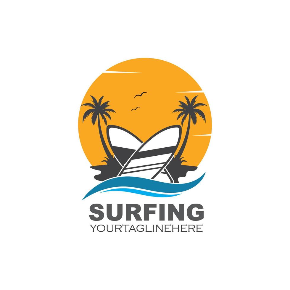 fare surf icona logo vettore illustrazione