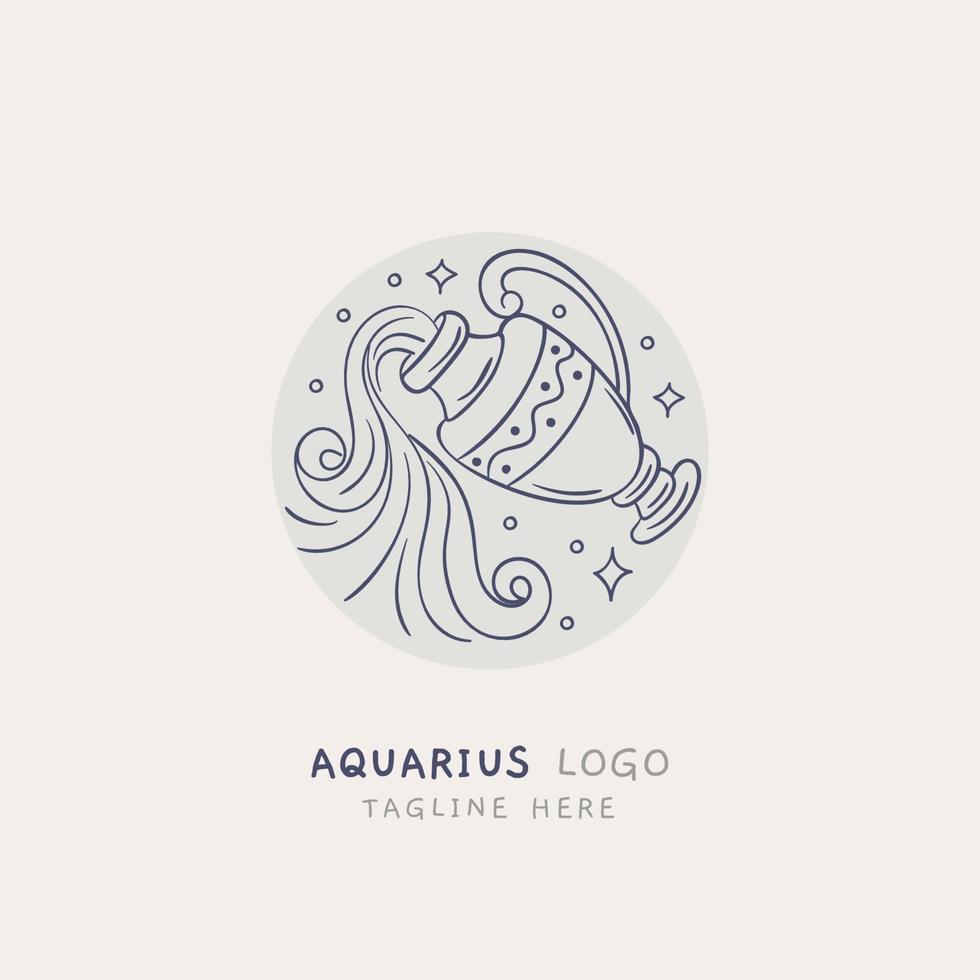 Acquario mano disegnato linea logo vettore