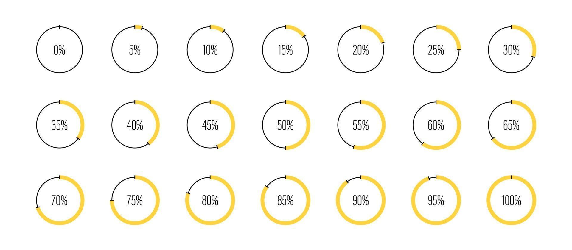set di cerchio percentuale diagrammi illustrazione vettoriale