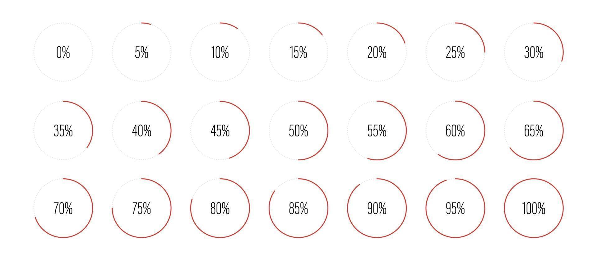 set di cerchio percentuale diagrammi illustrazione vettoriale