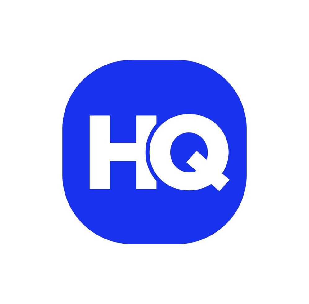 hq azienda nome iniziale lettere monogramma. hq lettere su blu quadrato. vettore