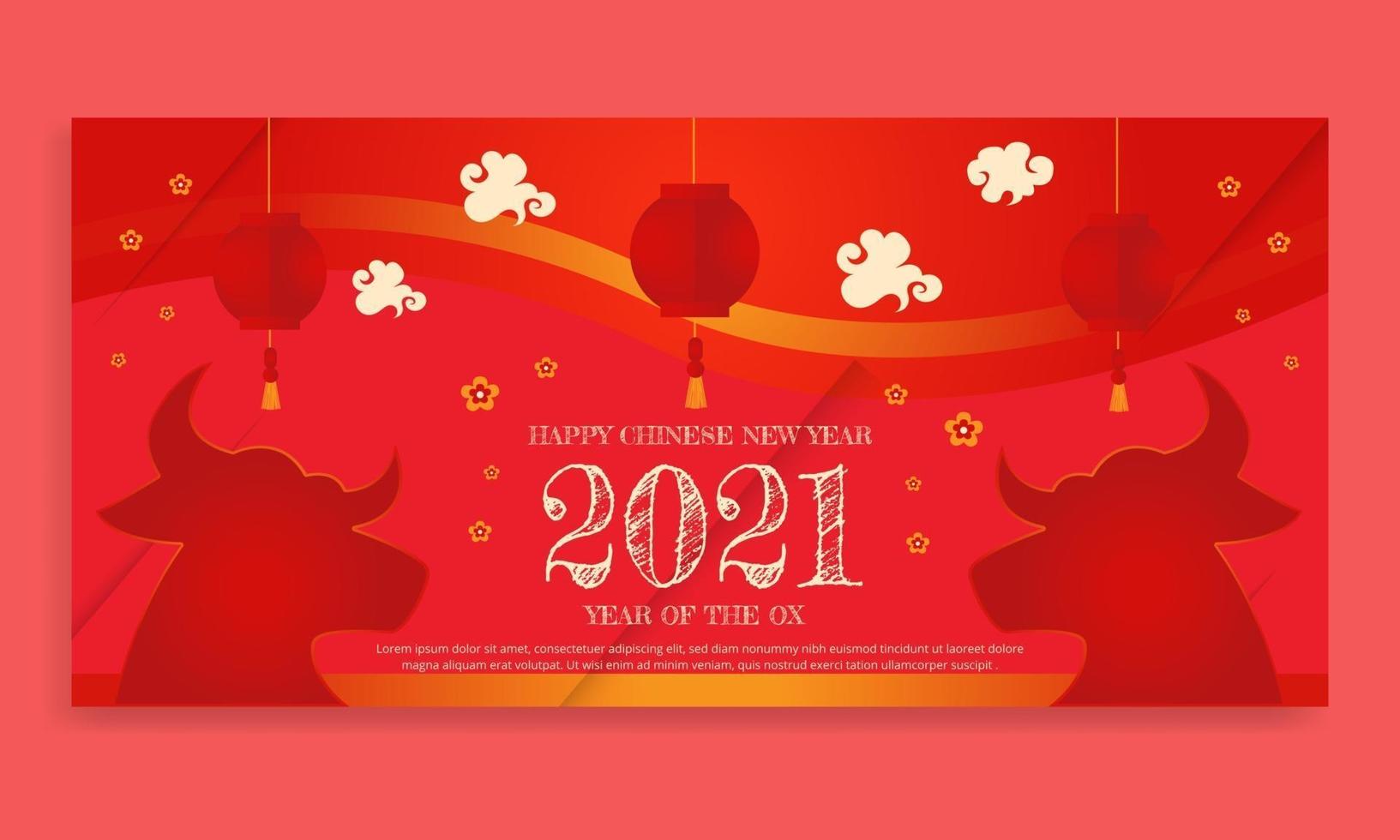 capodanno cinese 2021 anno del bue poster simbolo dello zodiaco cinese vettore