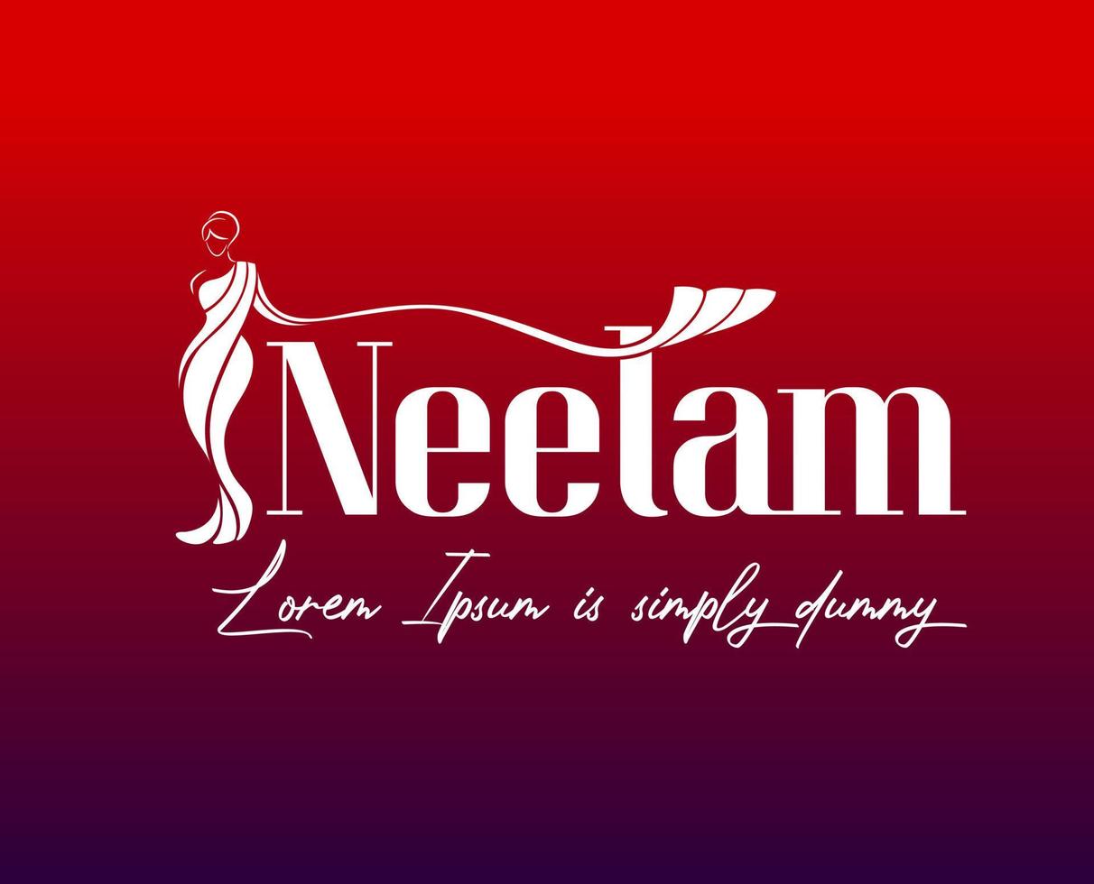 neelam sari logo con donna figura vettore. neelam saree logo. vettore