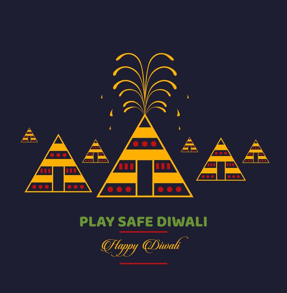 giocare sicuro Diwali saluti con Diwali cracker nel casa forma. vettore
