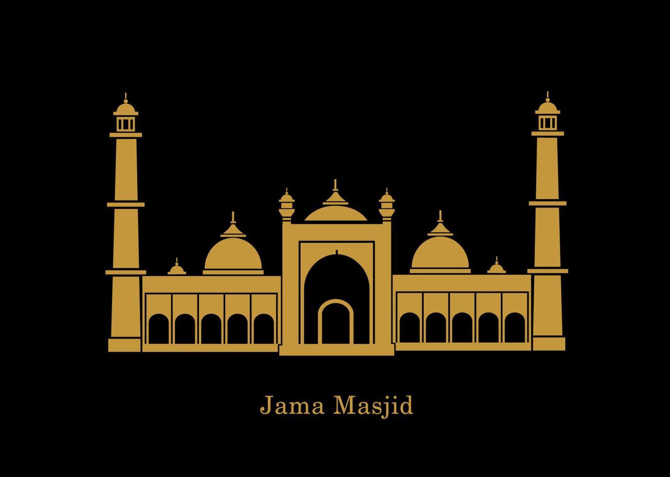 giama Masjid d'oro vettore icona. giama moschea, delhi piatto illustrazione.