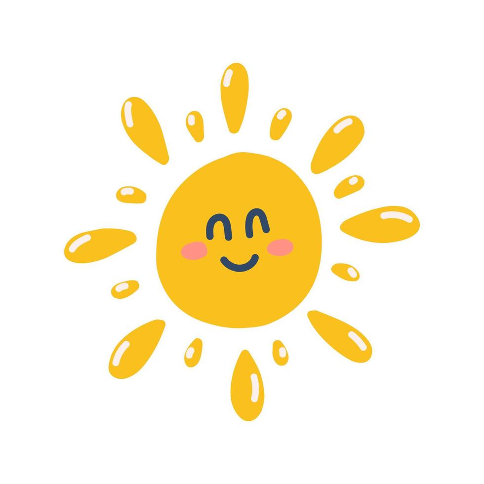 carino sorridente sole, vettore piatto mano disegnato illustrazione
