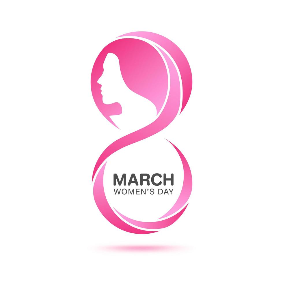 8 marzo, elemento di design del giorno della donna su sfondo bianco. vettore