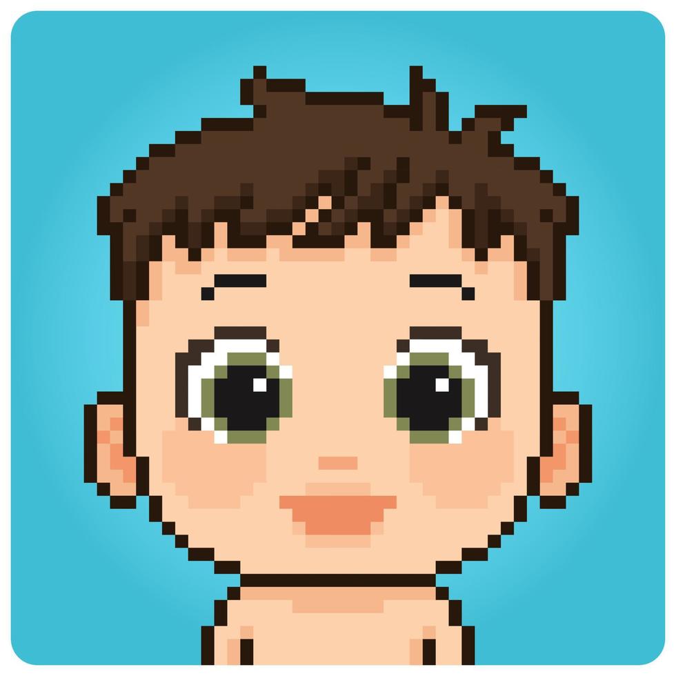 bambino ritratto 8 po pixel. umano per gioco risorse nel vettore illustrazione.