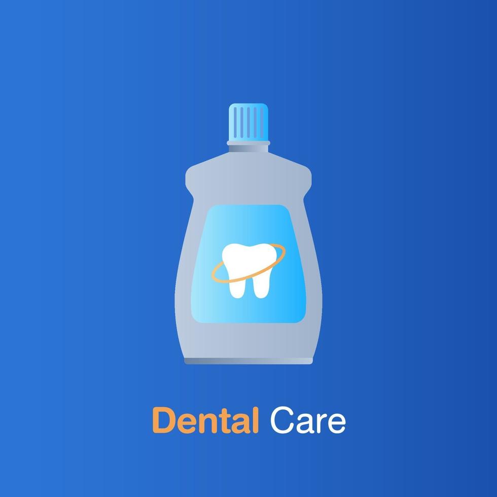 concetto di cure odontoiatriche. collutorio, prevenzione e trattamento dentale. vettore