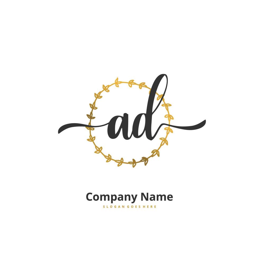 anno Domini iniziale grafia e firma logo design con cerchio. bellissimo design manoscritto logo per moda, squadra, nozze, lusso logo. vettore