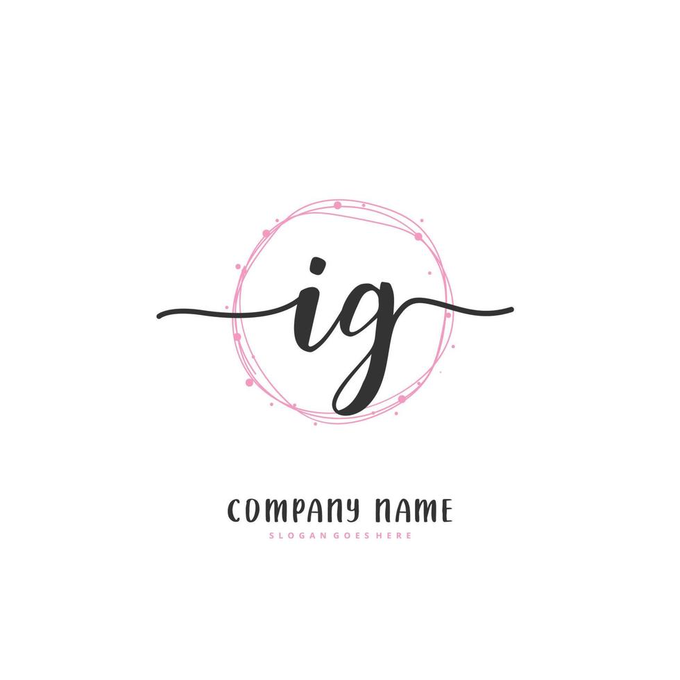 ig iniziale grafia e firma logo design con cerchio. bellissimo design manoscritto logo per moda, squadra, nozze, lusso logo. vettore