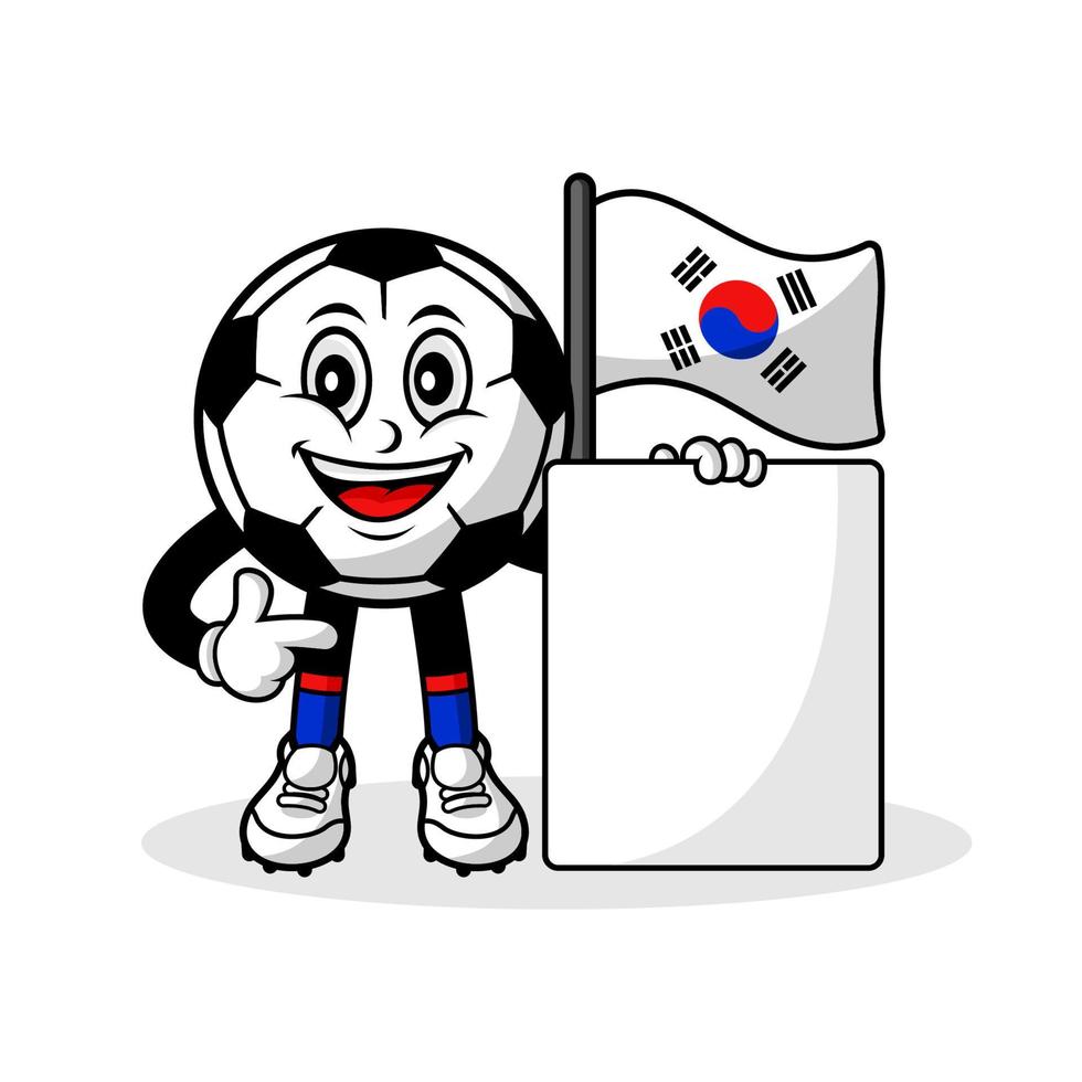portafortuna cartone animato calcio Sud Corea bandiera con bandiera vettore