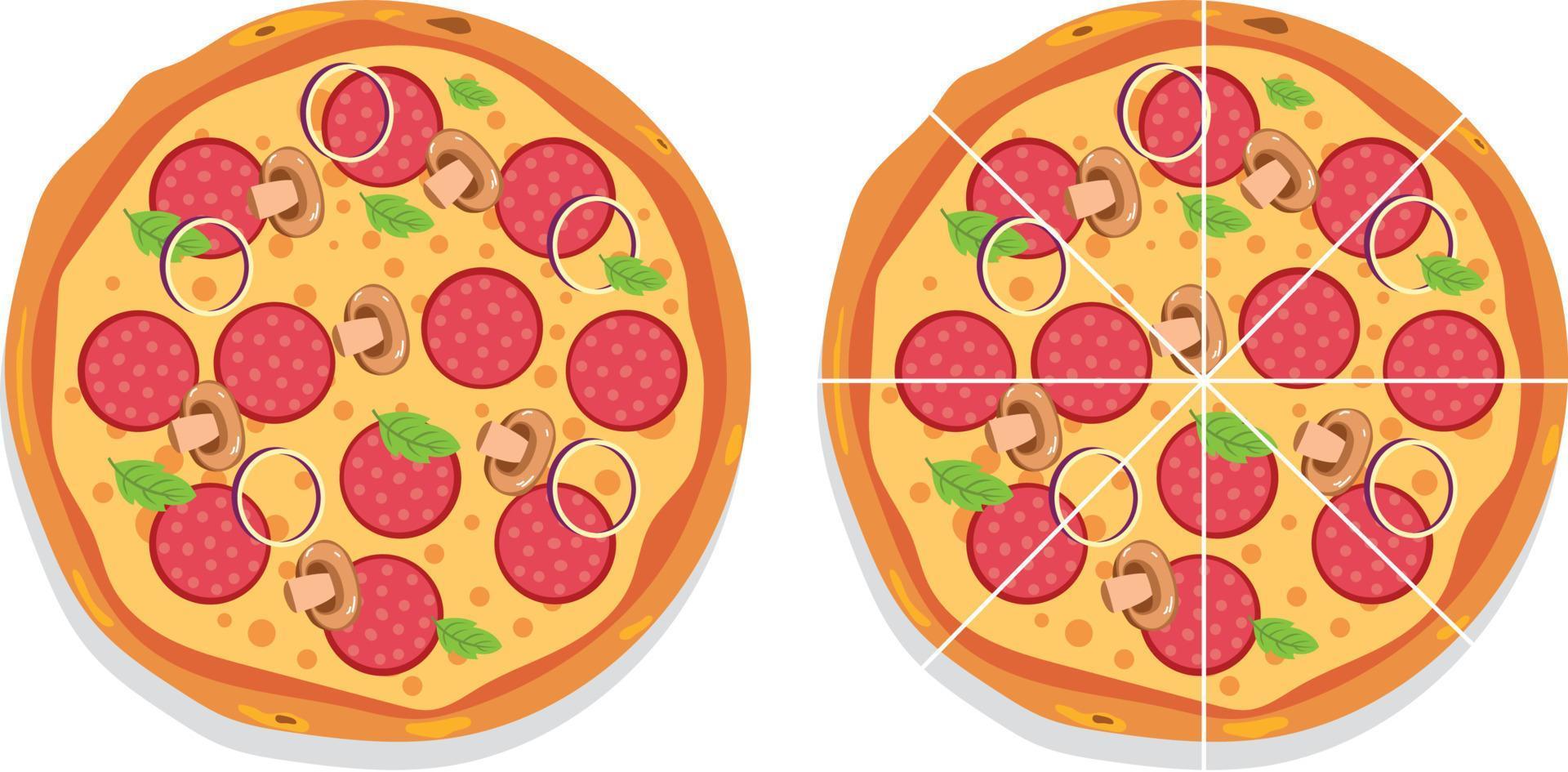 colorato il giro gustoso Pizza a partire dal superiore Visualizza vettore