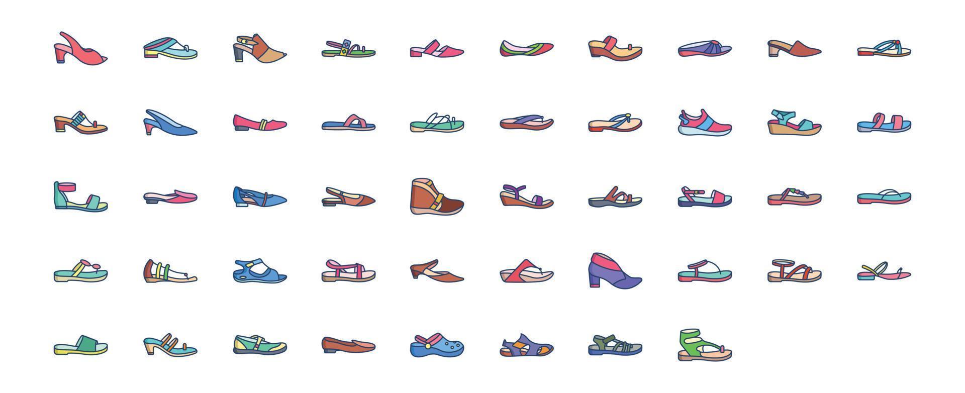 collezione di icone relazionato per calzature, Compreso icone piace sandali, alto tacchi,, Accessori e di più. vettore illustrazioni, pixel Perfetto impostato