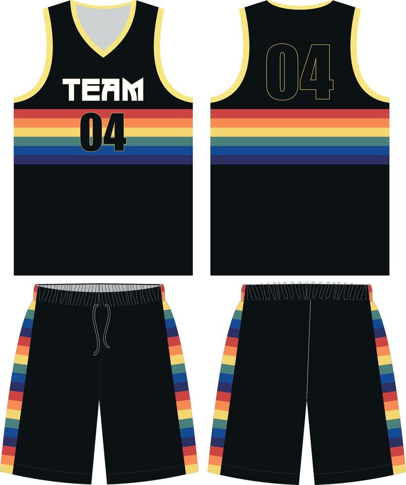 pallacanestro uniforme modello design. pallacanestro completare uniforme davanti e indietro Visualizza . pallacanestro uniforme vettore