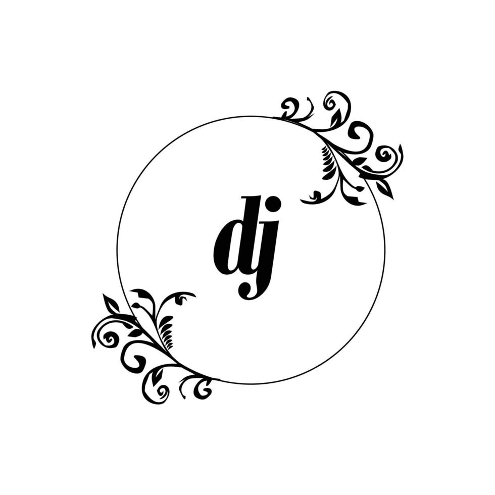 iniziale dj logo monogramma lettera femminile eleganza vettore