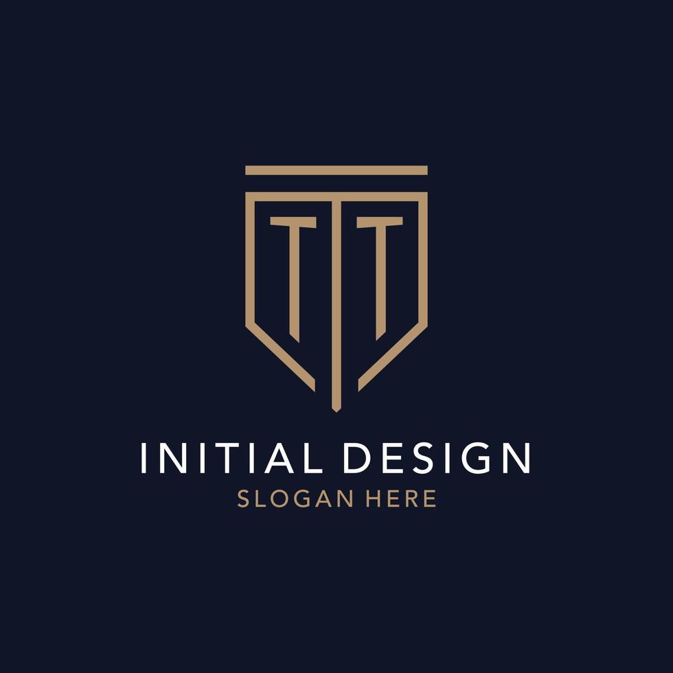 tt iniziale logo monogramma con semplice lusso scudo icona design vettore