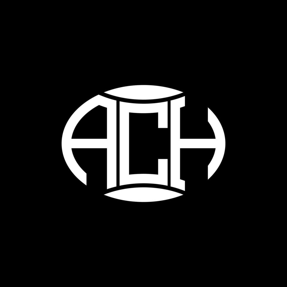 ach astratto monogramma cerchio logo design su nero sfondo. ach unico creativo iniziali lettera logo. vettore