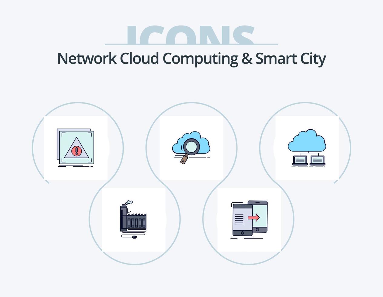 Rete nube calcolo e inteligente città linea pieno icona imballare 5 icona design. connessione. Locale. server. Messaggio. discussione vettore