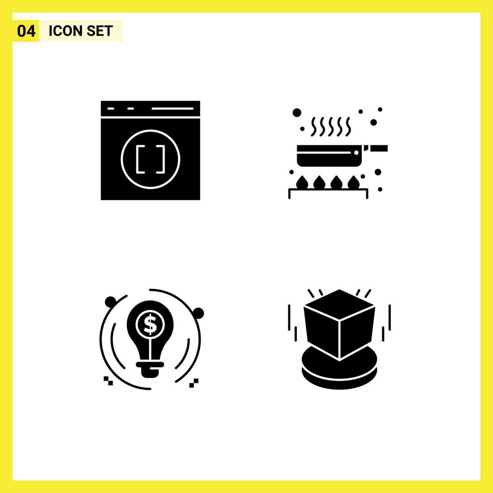 4 creativo icone moderno segni e simboli di del browser attività commerciale sviluppo frittura padella dollaro modificabile vettore design elementi