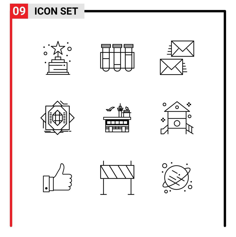 universale icona simboli gruppo di 9 moderno lineamenti di formatura costruzione comunicazione nucleo Busta modificabile vettore design elementi