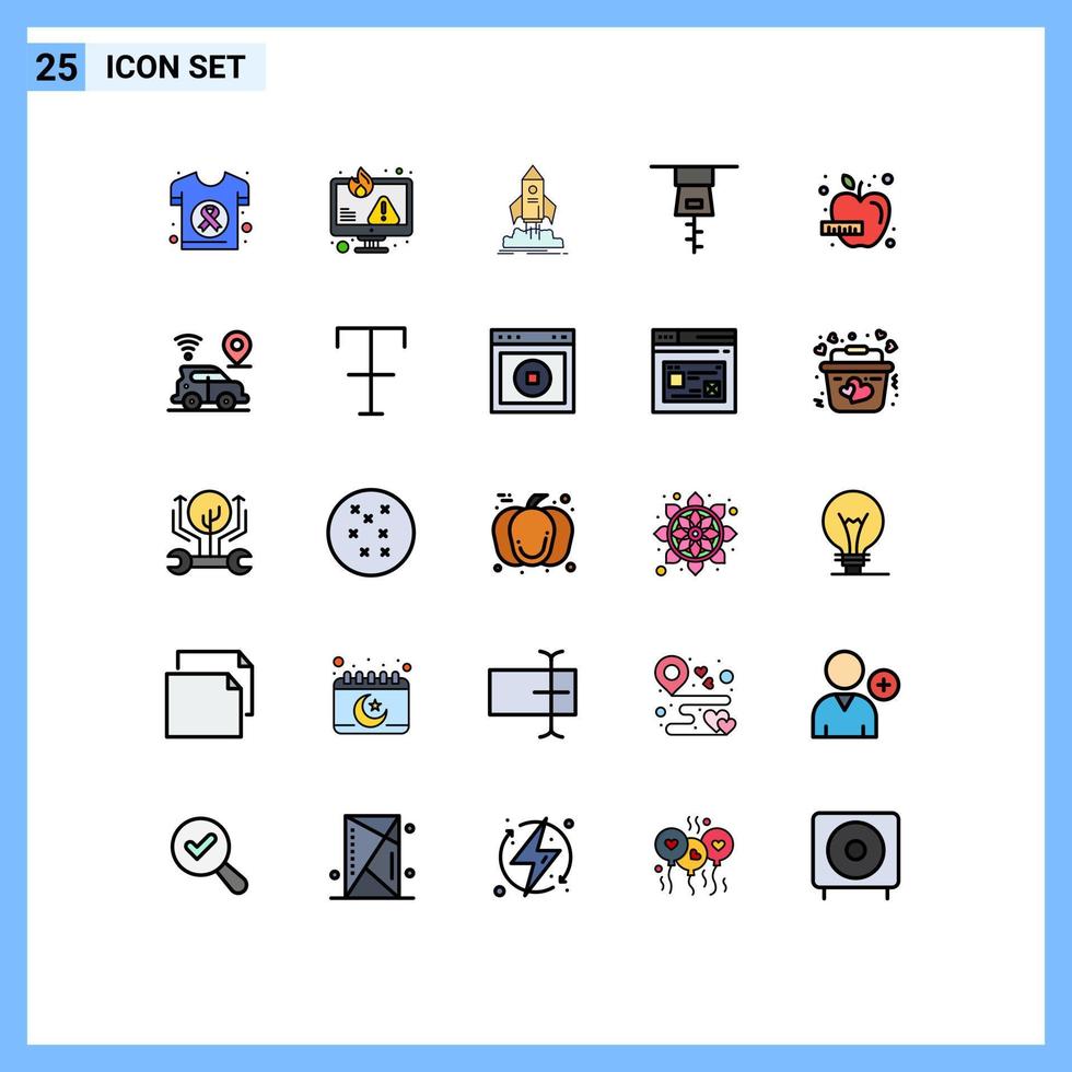 impostato di 25 moderno ui icone simboli segni per Mela capi di abbigliamento Conservazione missione nave modificabile vettore design elementi