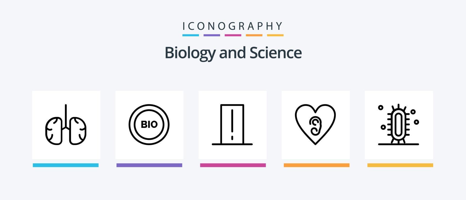 biologia linea 5 icona imballare Compreso medicinale. cardiogramma. atomo. biologia. laboratorio. creativo icone design vettore