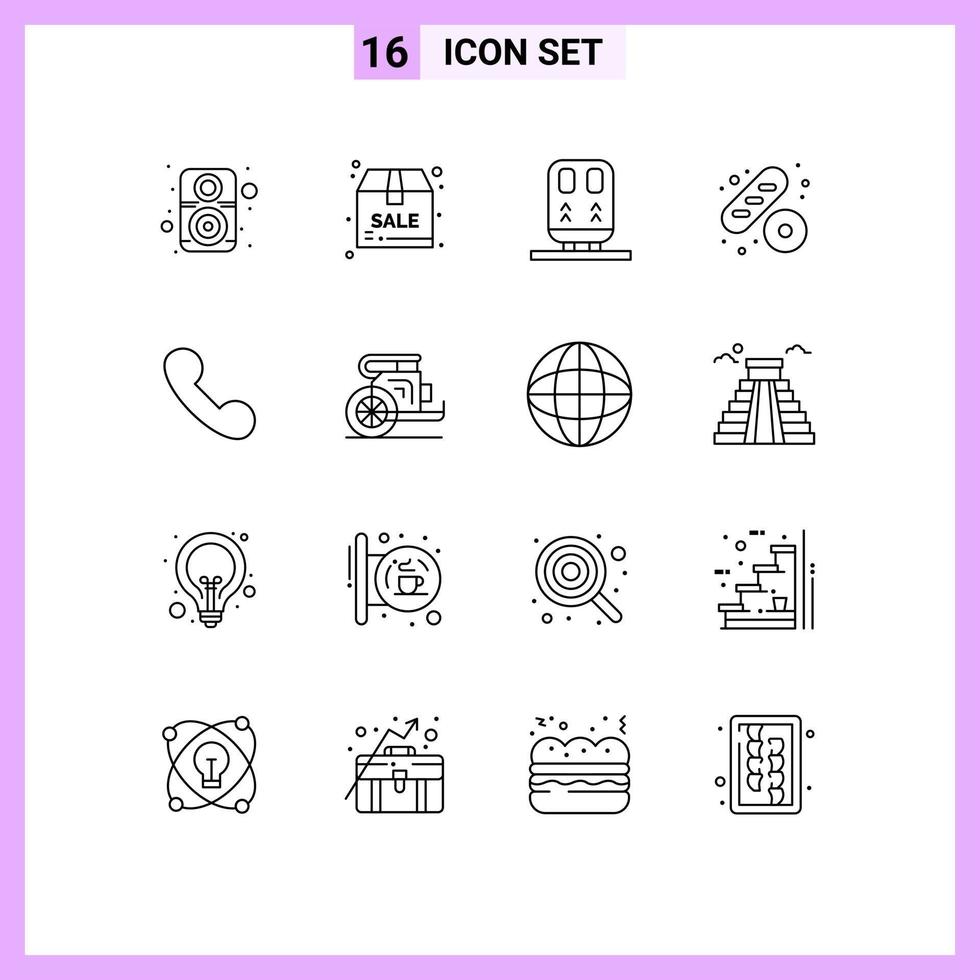 16 creativo icone moderno segni e simboli di telefono chiamata indietro cibo baguette modificabile vettore design elementi