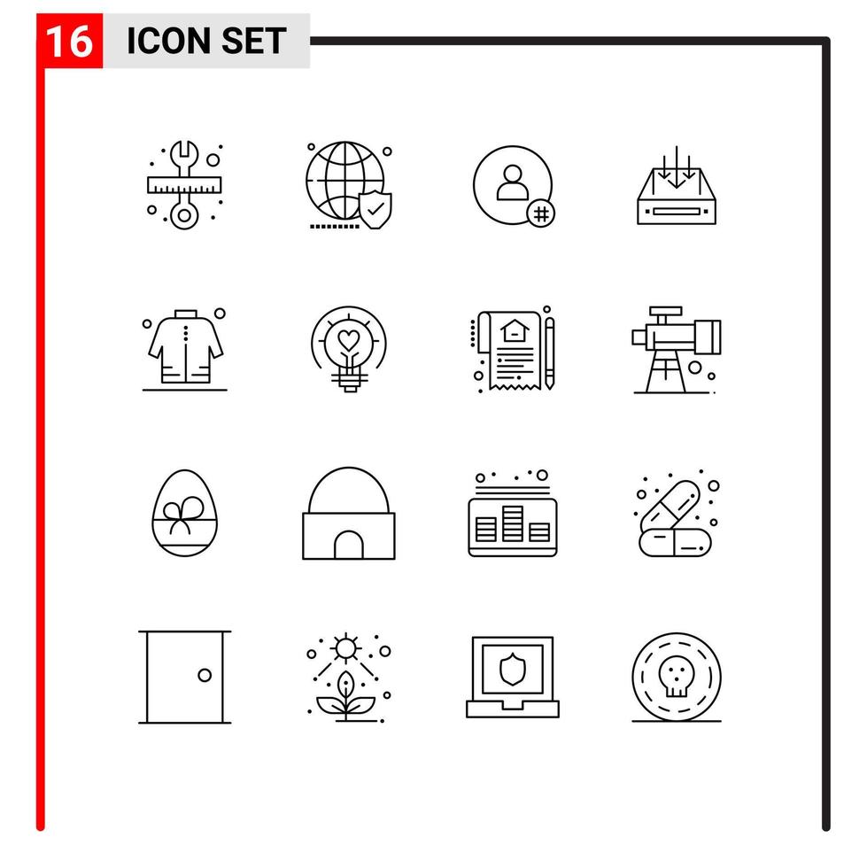 impostato di 16 moderno ui icone simboli segni per contenitore posta sicuro Posta in arrivo cinguettio modificabile vettore design elementi