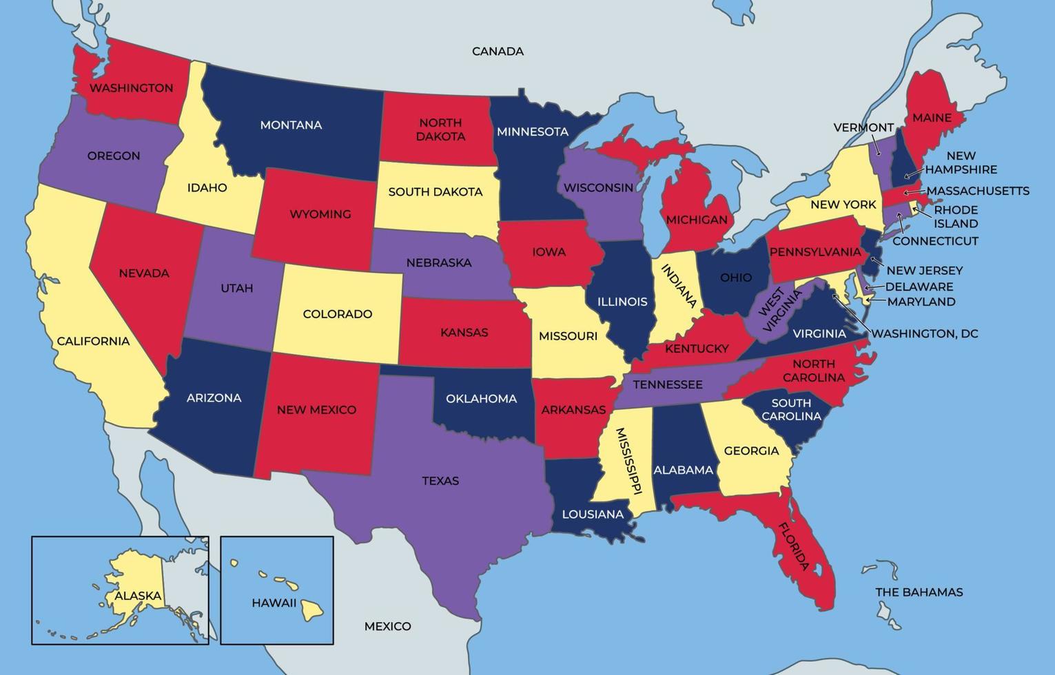 mappa degli stati uniti d'america vettore