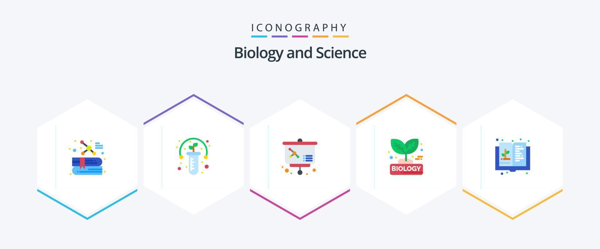 biologia 25 piatto icona imballare Compreso formazione scolastica. pianta. lezione. natura. biologia vettore