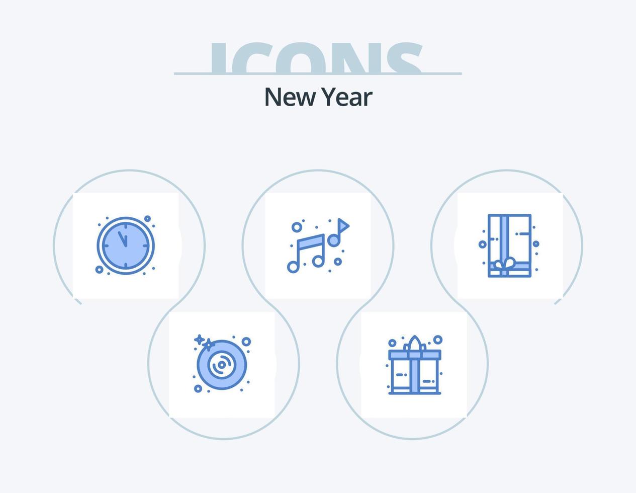 nuovo anno blu icona imballare 5 icona design. . regalo scatola. conto alla rovescia. regalo. suono vettore