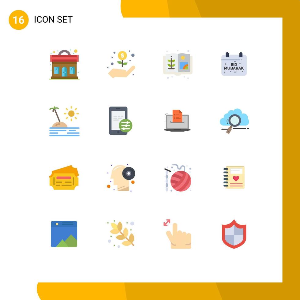 16 universale piatto colori impostato per ragnatela e mobile applicazioni viaggio vacanza libro I musulmani mubarak modificabile imballare di creativo vettore design elementi