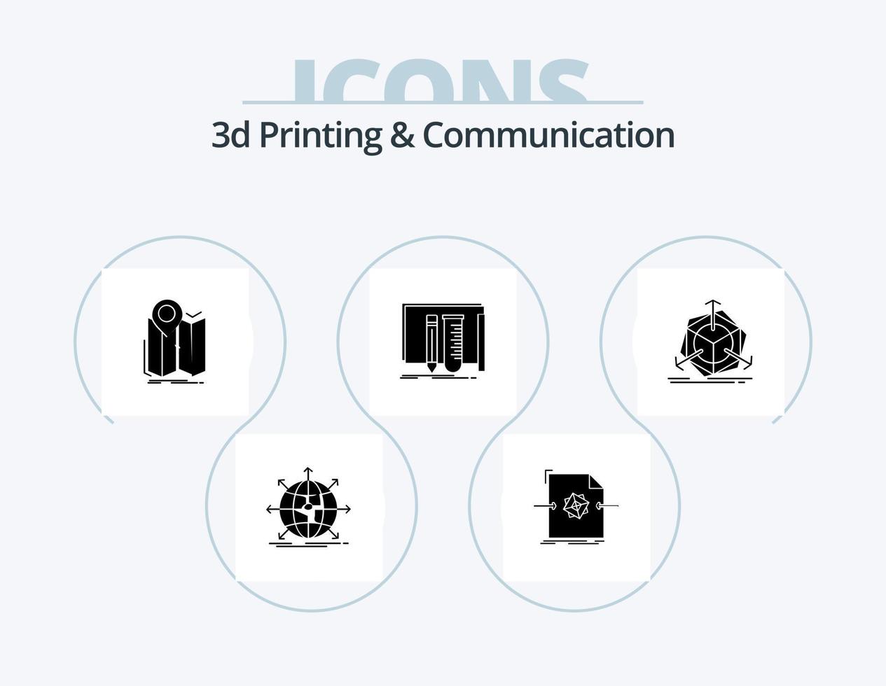 3d stampa e comunicazione glifo icona imballare 5 icona design. favoloso costruire. oggetto. percorso. carta geografica vettore