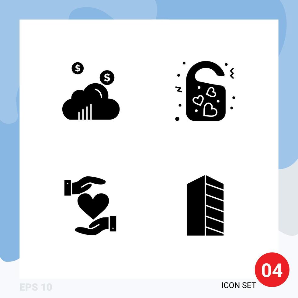 azione vettore icona imballare di 4 linea segni e simboli per nube dare etichetta nozze preferito modificabile vettore design elementi