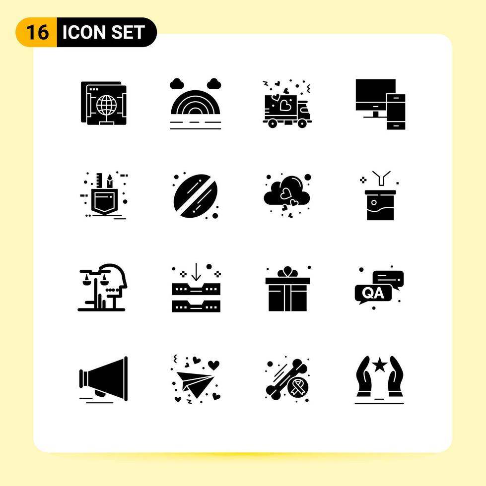 16 creativo icone moderno segni e simboli di tasca Telefono amore pc dispositivi modificabile vettore design elementi
