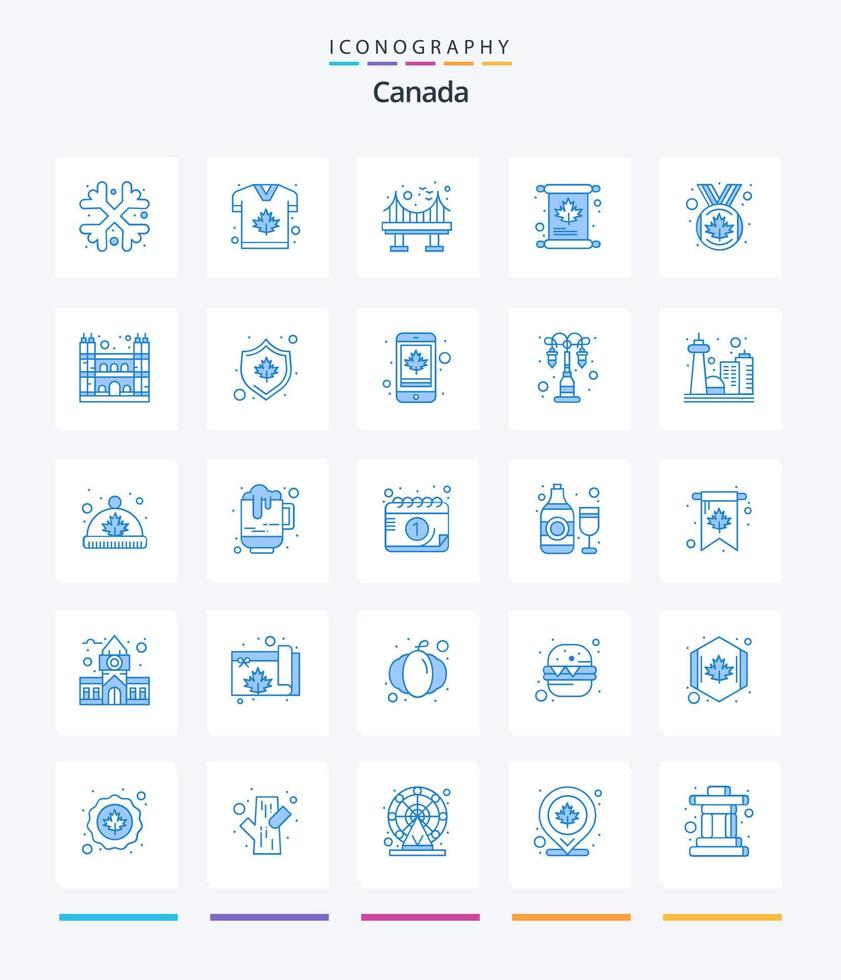 creativo Canada 25 blu icona imballare come come medaglione. invitare. architettura. Busta. foglia vettore