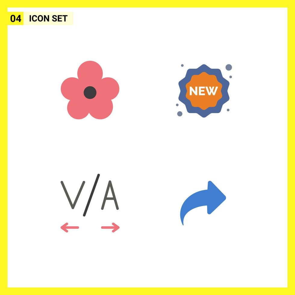 moderno impostato di 4 piatto icone pittogramma di fiore testo presente nuovo direzione modificabile vettore design elementi