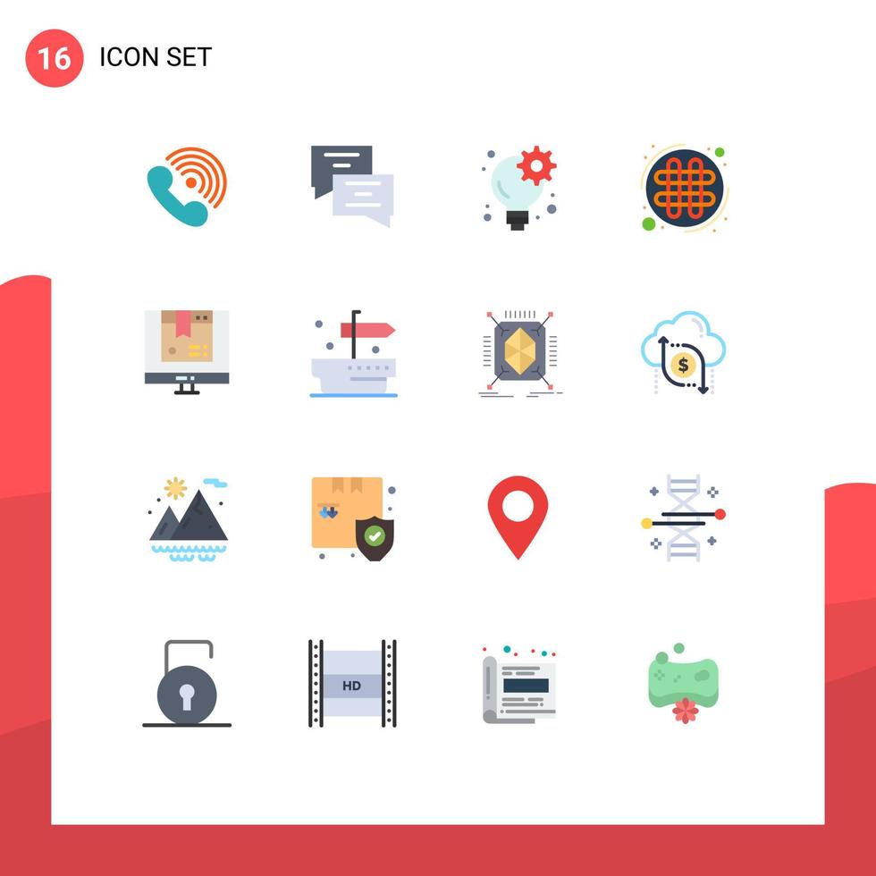 mobile interfaccia piatto colore impostato di 16 pittogrammi di computer nodo brainstorming irlandesi celtico nodo modificabile imballare di creativo vettore design elementi