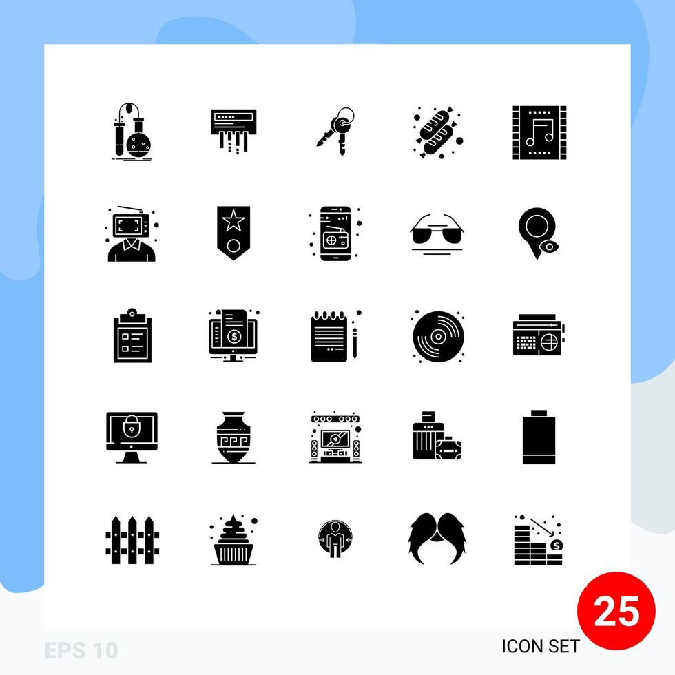 25 creativo icone moderno segni e simboli di concerto cibo Radio torta casa modificabile vettore design elementi