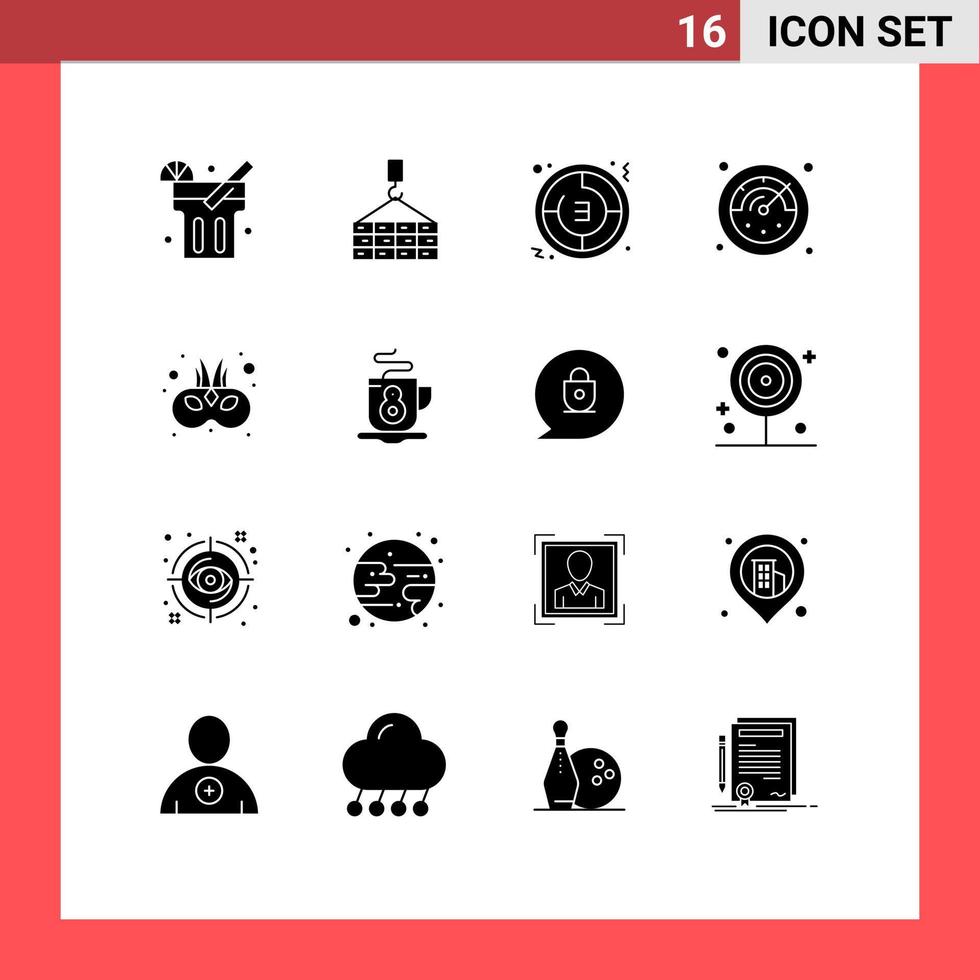 universale icona simboli gruppo di 16 moderno solido glifi di carnevale cinema Timer Timer Scadenza modificabile vettore design elementi