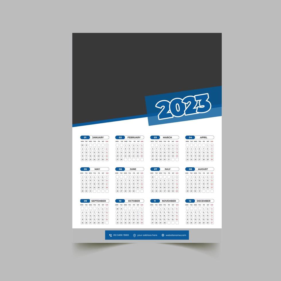 2023 parete calendario design modello vettore