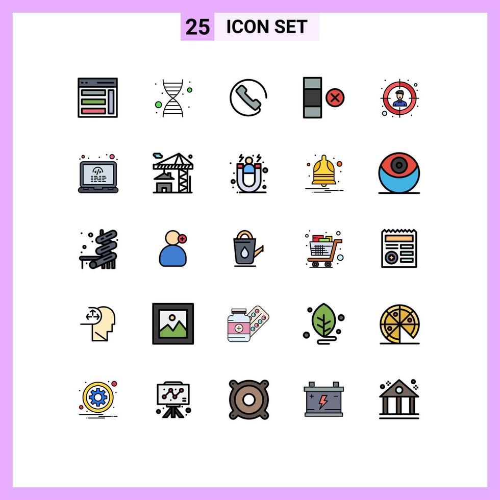 25 creativo icone moderno segni e simboli di codifica bersaglio risposta pubblico Elimina modificabile vettore design elementi