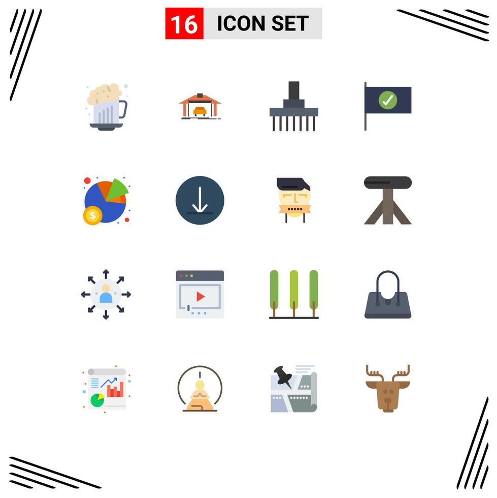 universale icona simboli gruppo di 16 moderno piatto colori di torta cartello combinare bandiera trattore modificabile imballare di creativo vettore design elementi