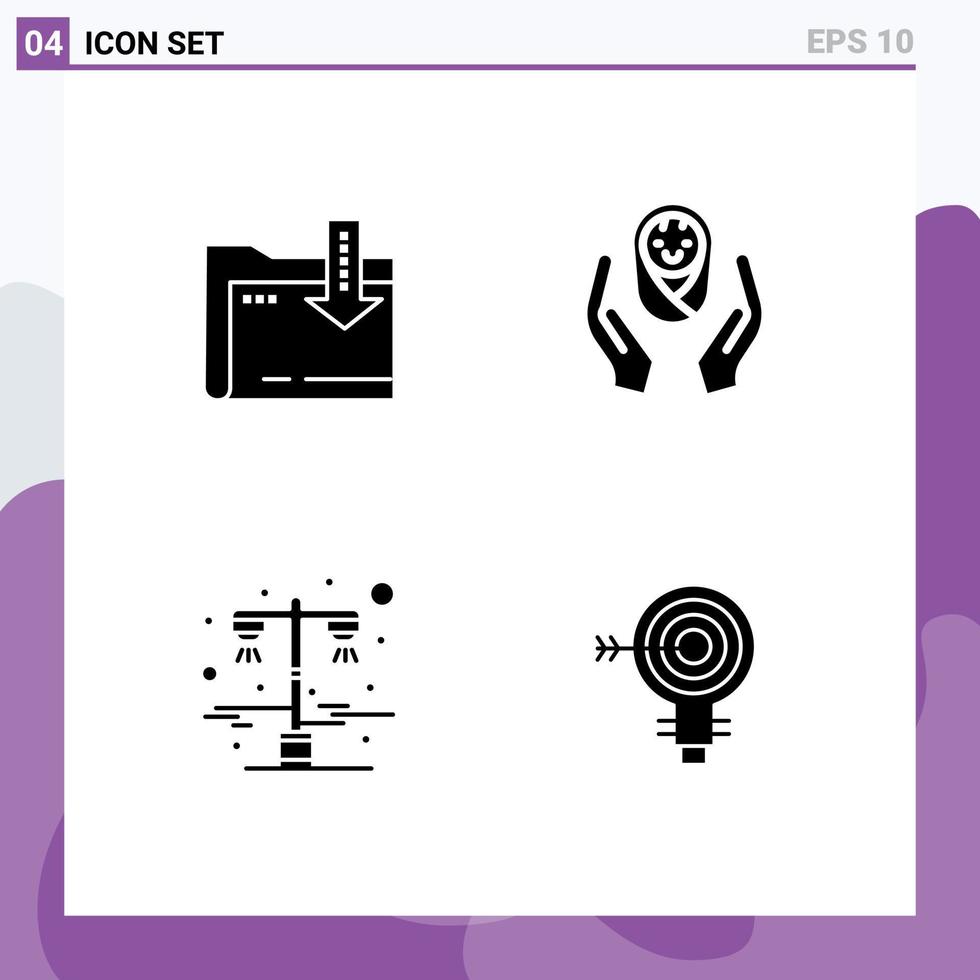 impostato di 4 moderno ui icone simboli segni per cartella lampada freccia bambino cura strada modificabile vettore design elementi