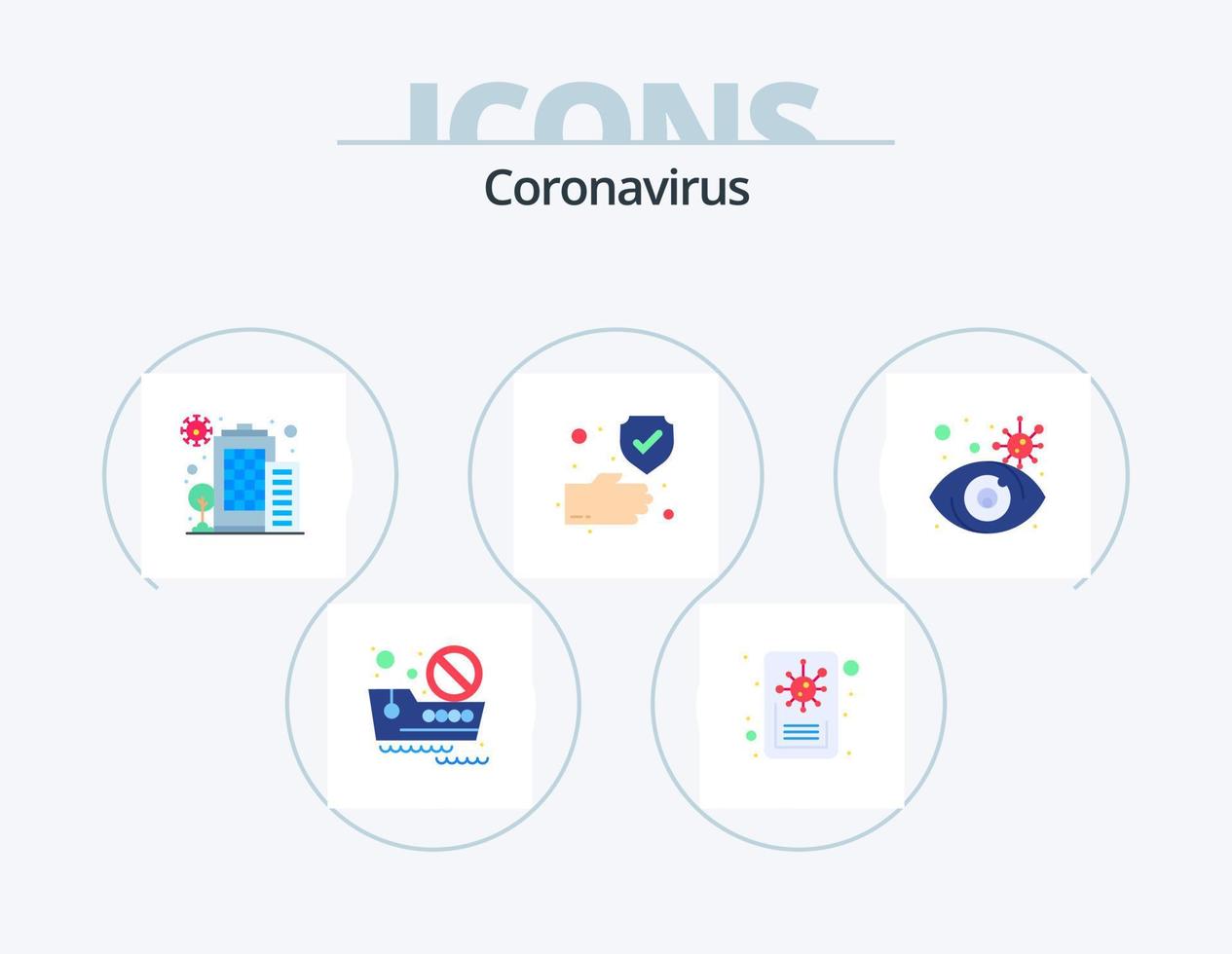 coronavirus piatto icona imballare 5 icona design. ricerca. sicuro. costruzione. protezione. pulito vettore