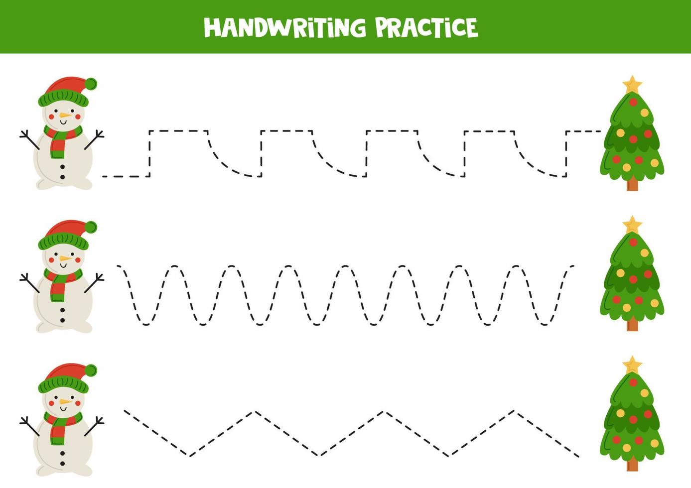 tracciato Linee per bambini. carino pupazzo di neve. scrittura la pratica. vettore