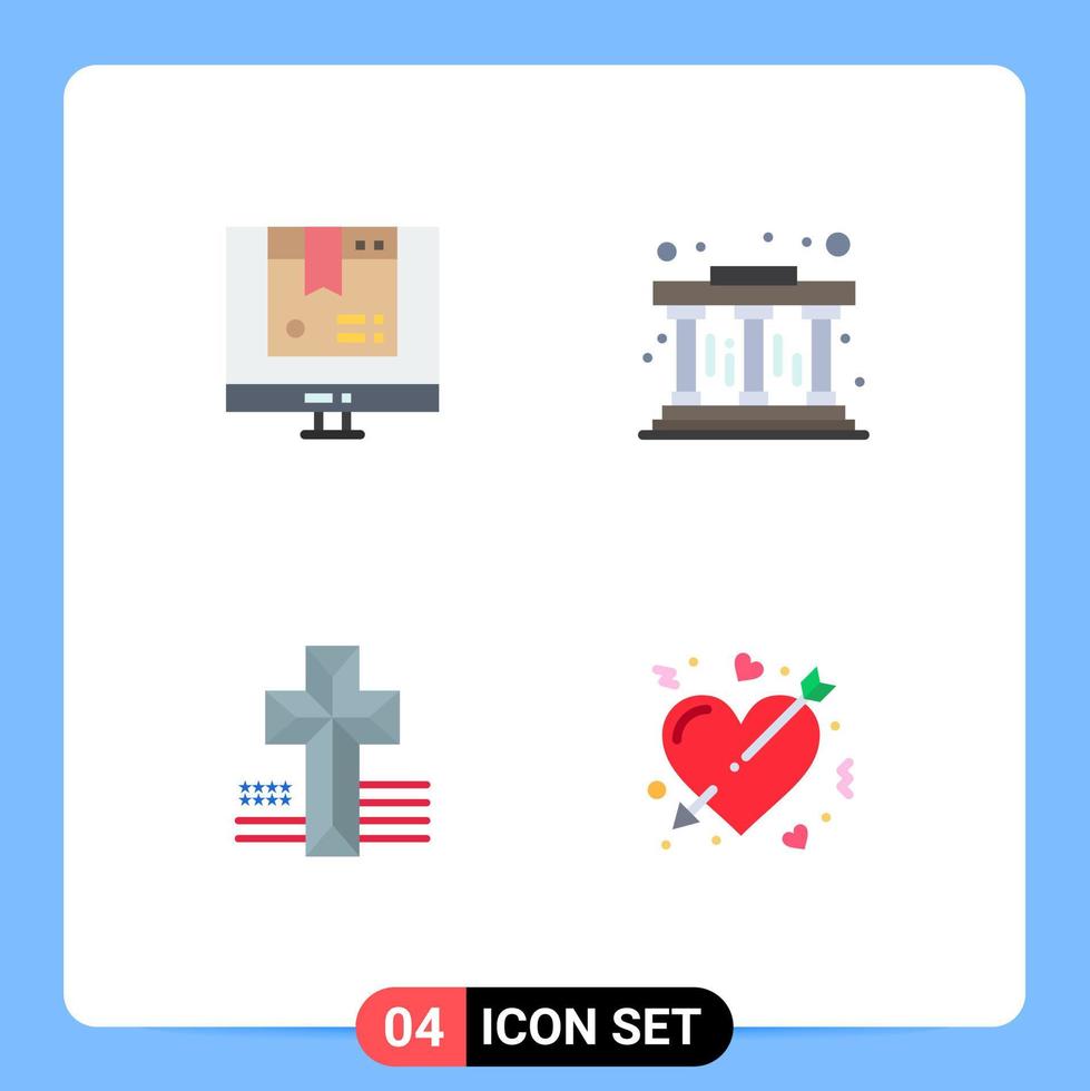 gruppo di 4 piatto icone segni e simboli per scatola attraversare shopping pilastri freccia modificabile vettore design elementi